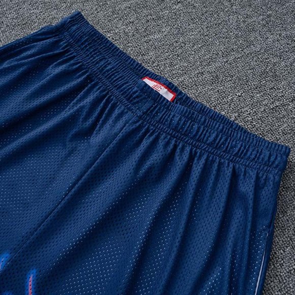 Eric Emanuel EE logo Red Flame Print Casual Blue Sports Shorts - Picture 3 of 12